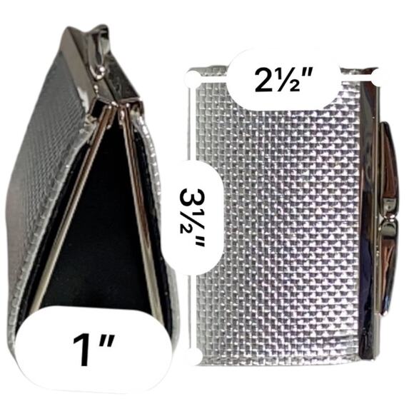 Mini Coin Purse Silver Structured Kiss Lock - Picture 7 of 8